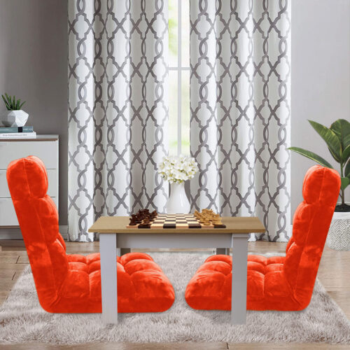 4x Floor Recliner Folding Lounge Sofa Futon Couch Folding Chair Cushion Orange - Image 9