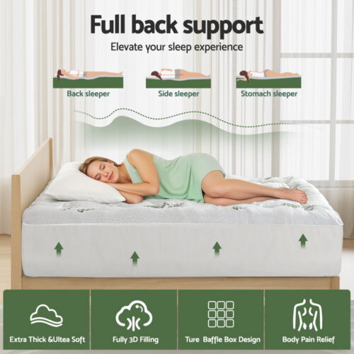 Giselle Mattress Topper 5cm Pillowtop Toppers Bamboo Mattresses Protector Single - Image 4