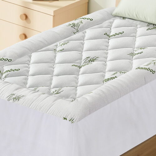 Giselle Mattress Topper 5cm Pillowtop Toppers Bamboo Mattresses Protector Single - Image 7