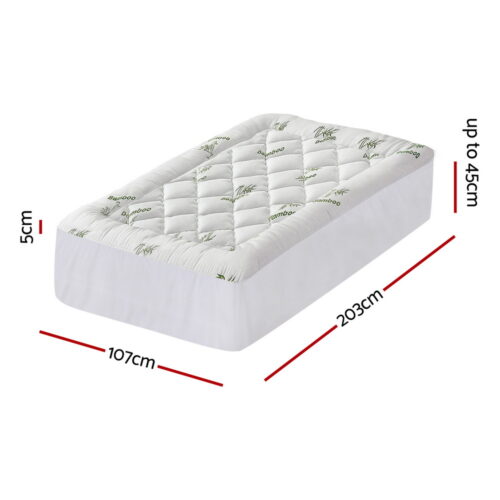 Giselle Mattress Topper 5cm Pillowtop Toppers Bamboo Mattresses Protector KS - Image 2