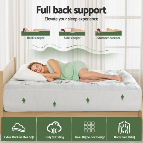 Giselle Mattress Topper 5cm Pillowtop Toppers Bamboo Mattresses Protector KS - Image 4