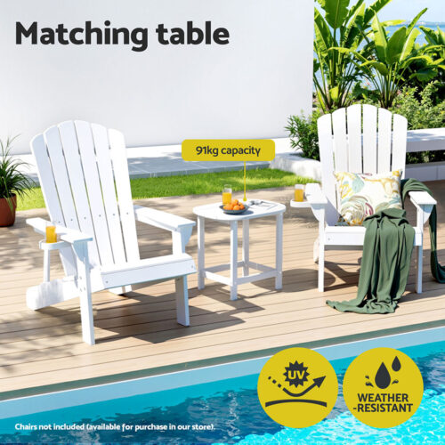 Gardeon Outdoor Coffee Side Table HDPE Desk Patio Furniture Camping Garden White - Image 4