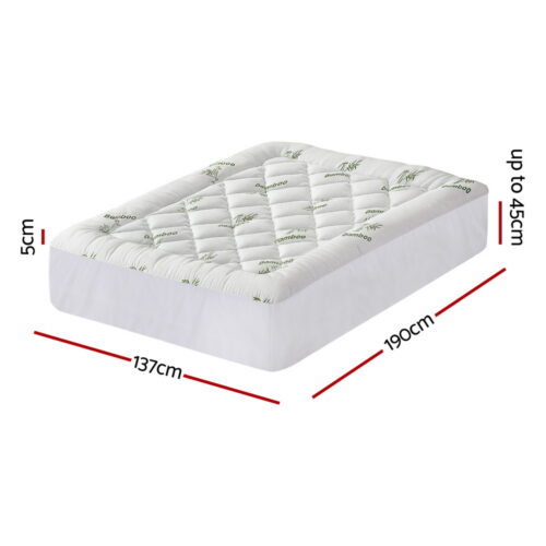 Giselle Mattress Topper 5cm Pillowtop Toppers Bamboo Mattresses Protector Double - Image 2