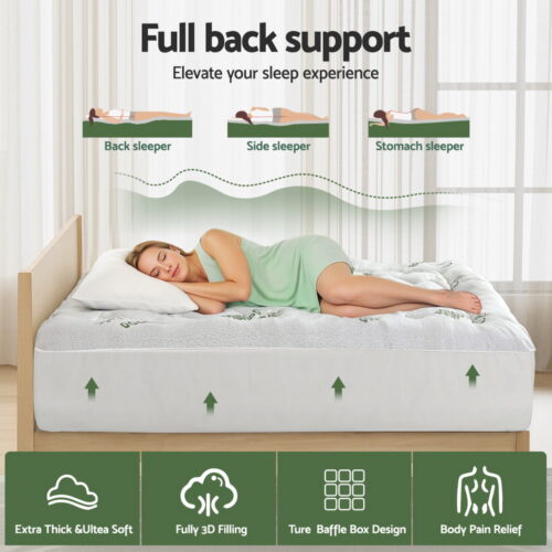 Giselle Mattress Topper 5cm Pillowtop Toppers Bamboo Mattresses Protector Double - Image 4