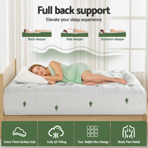 Giselle Mattress Topper 5cm Pillowtop Toppers Bamboo Mattresses Protector Queen - Image 4