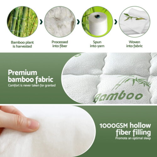 Giselle Mattress Topper 5cm Pillowtop Toppers Bamboo Mattresses Protector Queen - Image 6