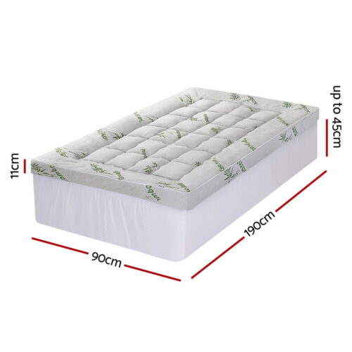 Giselle Mattress Topper 11cm Pillowtop Toppers Bamboo Mat Pad Protector Single - Image 2