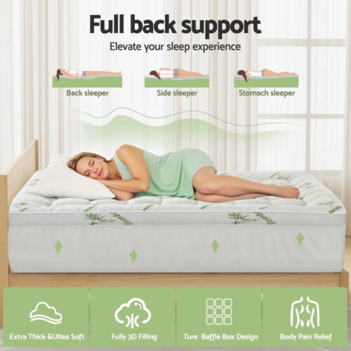 Giselle Mattress Topper 11cm Pillowtop Toppers Bamboo Mat Protector King Single - Image 4