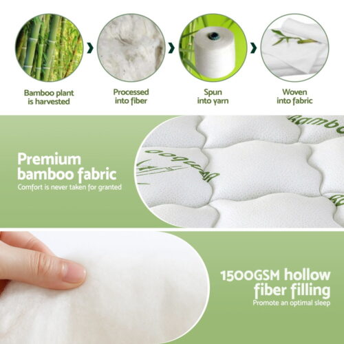 Giselle Mattress Topper 11cm Pillowtop Toppers Bamboo Mat Protector King Single - Image 6