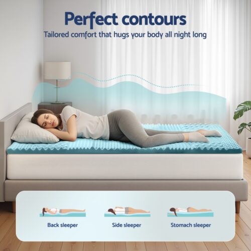 Giselle Bedding 5cm Memory Foam Mattress Topper 7-Zone Bamboo Cover King Single - Image 4