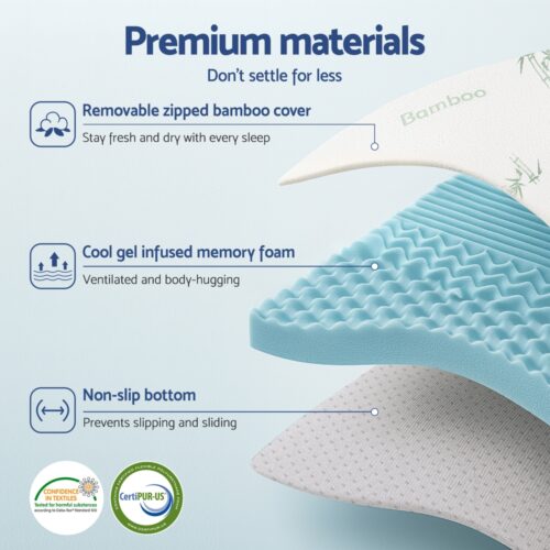 Giselle Bedding 5cm Memory Foam Mattress Topper 7-Zone Bamboo Cover King Single - Image 5