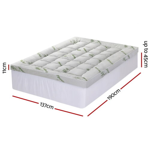 Giselle Mattress Topper 11cm Pillowtop Toppers Bamboo Double - Image 2
