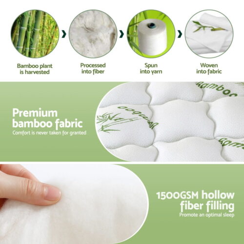 Giselle Mattress Topper 11cm Pillowtop Toppers Bamboo Double - Image 6