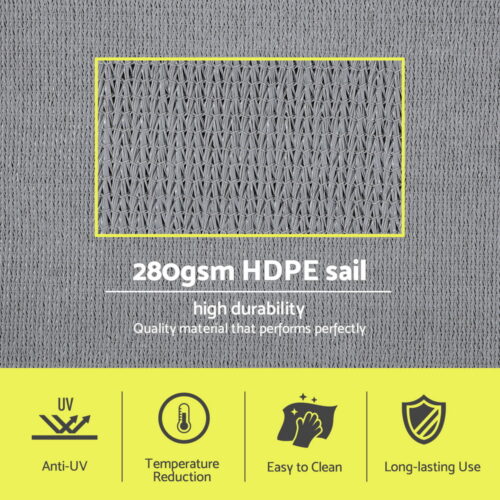Instahut Sun Shade Sail Shadecloth Canopy Rectangle 280gsm 4x6m - Image 4