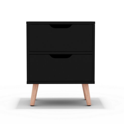 Artiss Bedside Table 2 Drawers BODEN Black - Image 2