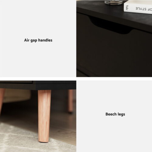 Artiss Bedside Table 2 Drawers BODEN Black - Image 6