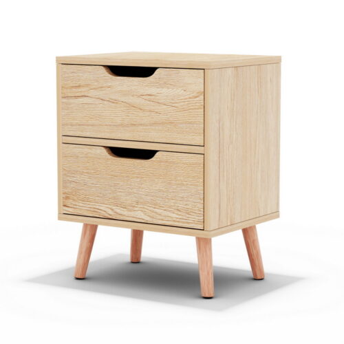 Artiss BODEN Pine Bedside Table 2 Drawers Nightstand