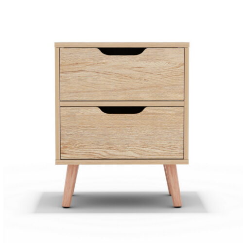 Artiss BODEN Pine Bedside Table 2 Drawers Nightstand - Image 2