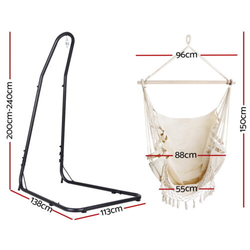 Gardeon Hammock Hanging Chair with Steel Stand - Image 2