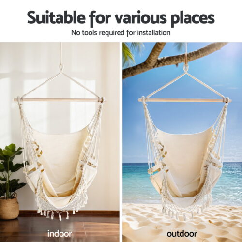 Gardeon Hammock Hanging Chair with Steel Stand - Image 4