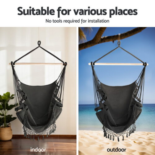 Gardeon Hammock Hanging Chair with Steel Stand - Image 4