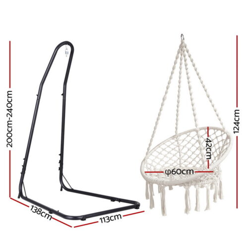 Gardeon Hammock Hanging Chair with Steel Stand - Image 2