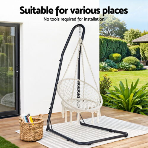 Gardeon Hammock Hanging Chair with Steel Stand - Image 4