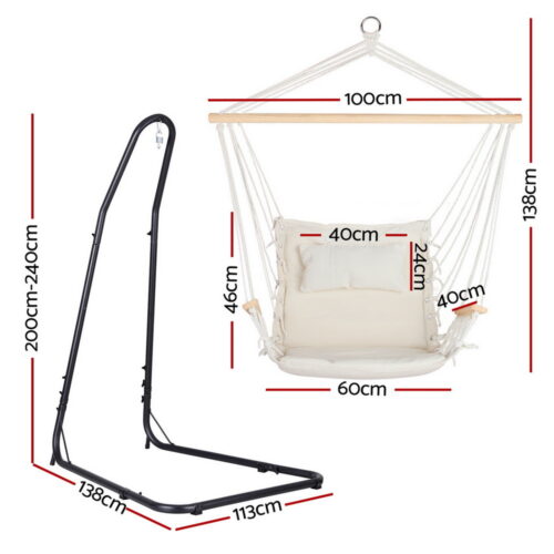 Gardeon Hammock Chair with Heavy Duty Steel Stand - Image 2