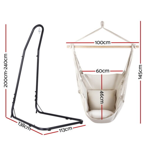 Gardeon Hammock Chair with Heavy Duty Steel Stand - Image 2