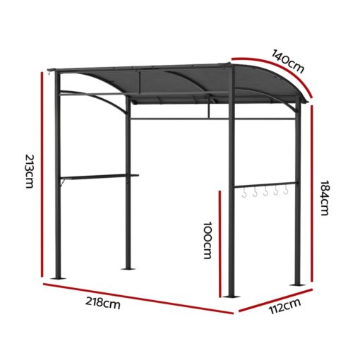 Instahut Gazebo Outdoor BBQ Grill Patio Garden Marquee Shade Shelter Shelf Hooks Grey - Image 2