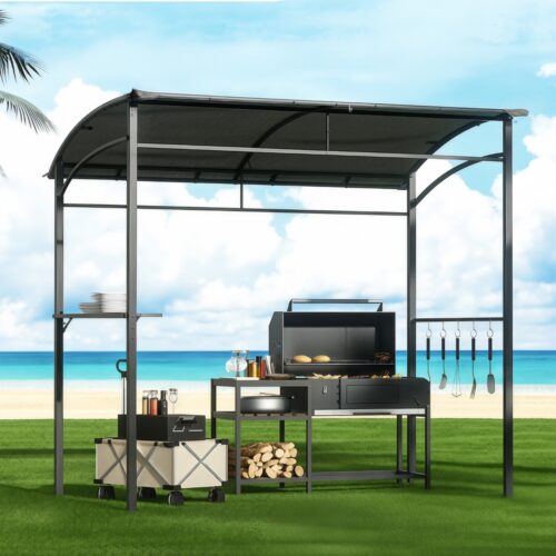 Instahut Gazebo Outdoor BBQ Grill Patio Garden Marquee Shade Shelter Shelf Hooks Grey - Image 7