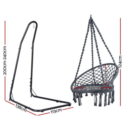 Gardeon Hammock Hanging Chair with Steel Stand - Image 2