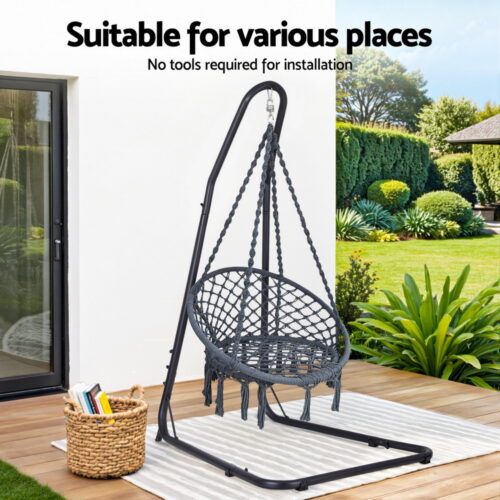 Gardeon Hammock Hanging Chair with Steel Stand - Image 4
