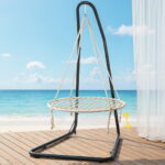 Gardeon Hammock Chair with Steel Stand Nest Cotton Outdoor Hanging Lounge Cream