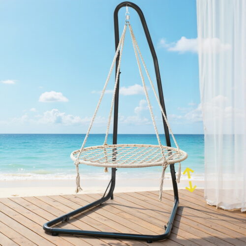 Gardeon Hammock Chair with Steel Stand Nest Cotton Outdoor Hanging Lounge Cream