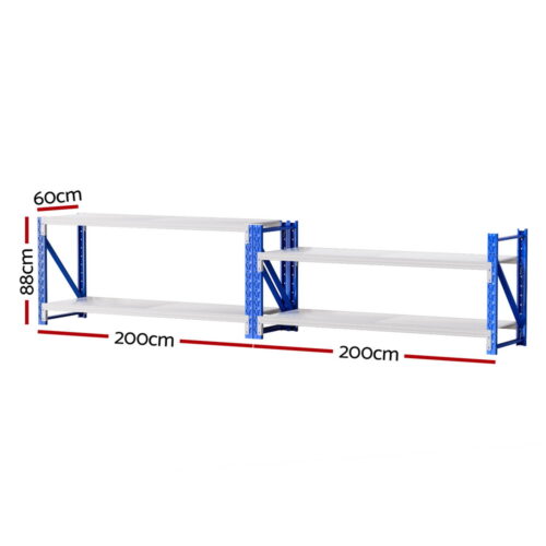 Giantz 2x 0.9M Garage Shelving Workbench Warehouse Rack - Image 2