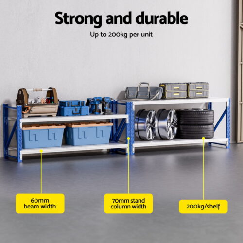 Giantz 2x 0.9M Garage Shelving Workbench Warehouse Rack - Image 4