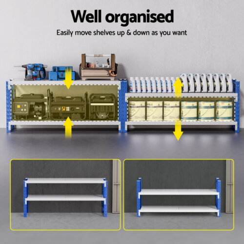 Giantz 2x 0.9M Garage Shelving Workbench Warehouse Rack - Image 5