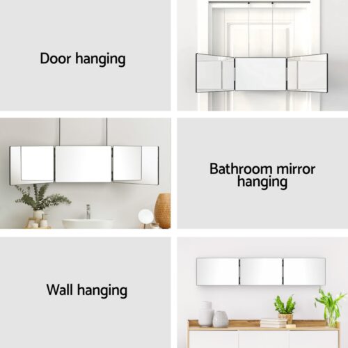 Embellir Trifold Mirror Makeup Portable with Height Adjustable 3 Way Telescoping Hook Hair Cutting Styling - Image 7