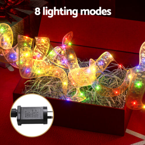 Jingle Jollys 20M Christmas Lights Fairy Ribbon Light 200 LED Xmas Decor Golden - Image 7