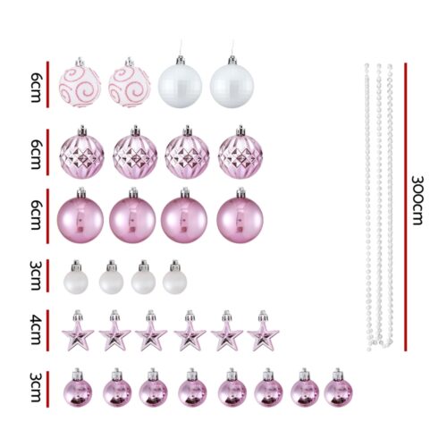 Jingle Jollys 33pcs Christmas Tree Decorations Set Baubles Ornaments Party Pink - Image 3