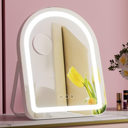 Embellir Makeup Mirror 35x45cm Dressing Vanity LED Stripe Light with 5x Magnification Rotation White Arch - Image 7