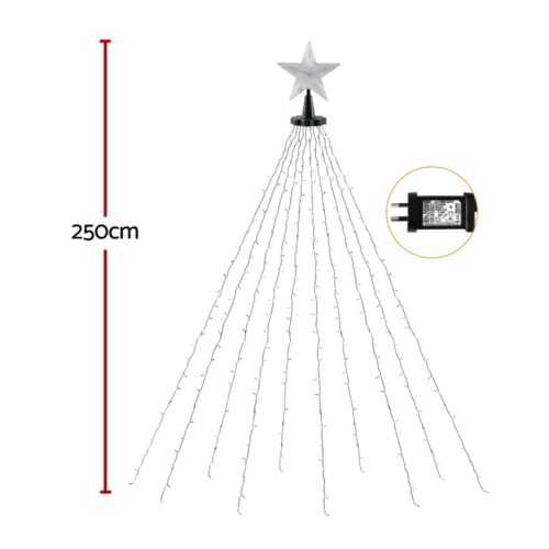 Jingle Jollys 2.5M Christmas Lights Waterfall String Light 300 LED Star Topper - Image 3