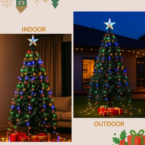Jingle Jollys 2.5M Christmas Lights Waterfall String Light 300 LED Star Topper - Image 6