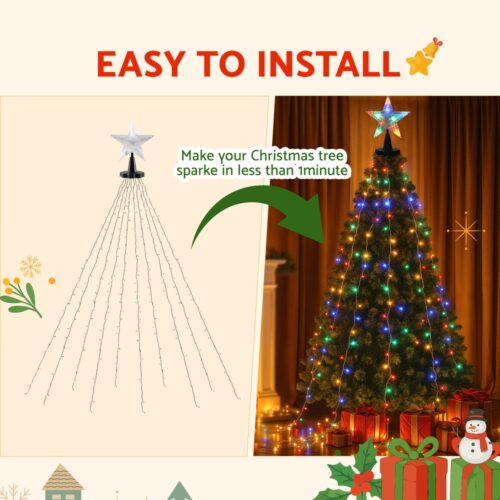 Jingle Jollys 2.5M Christmas Lights Waterfall String Light 300 LED Star Topper - Image 7