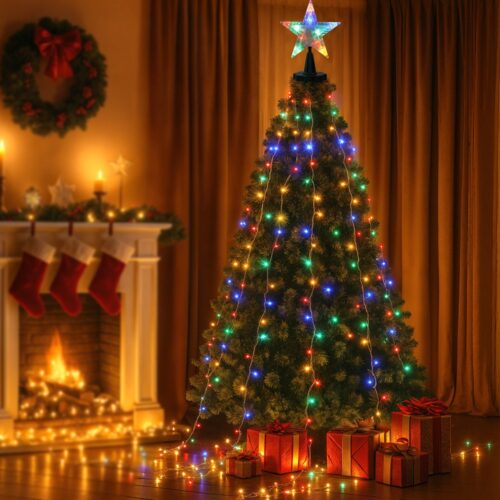 Jingle Jollys 2.5M Christmas Lights Waterfall String Light 300 LED Star Topper - Image 8