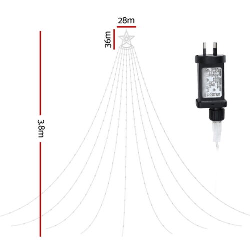 Jingle Jollys 3.8M Christmas Lights Waterfall String Light 340 LED - Image 3