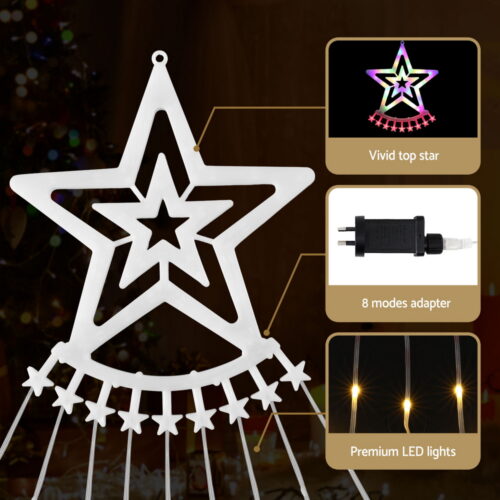 Jingle Jollys 3.8M Christmas Lights Waterfall String Light 340 LED - Image 7