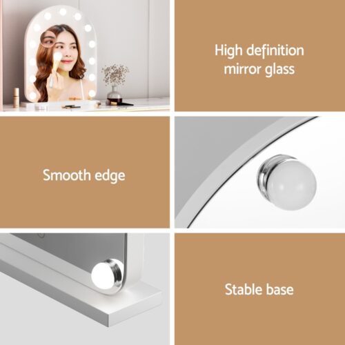 Embellir Makeup Mirror 40x50cm Dressing Vanity LED Bulb Light with 5x Magnification White Arch - Image 6