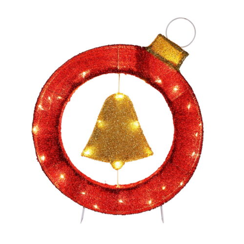 Jingle Jollys Christmas Lights 60cm Motif 30 LED Bell Wreath Xmas Decorations - Image 3